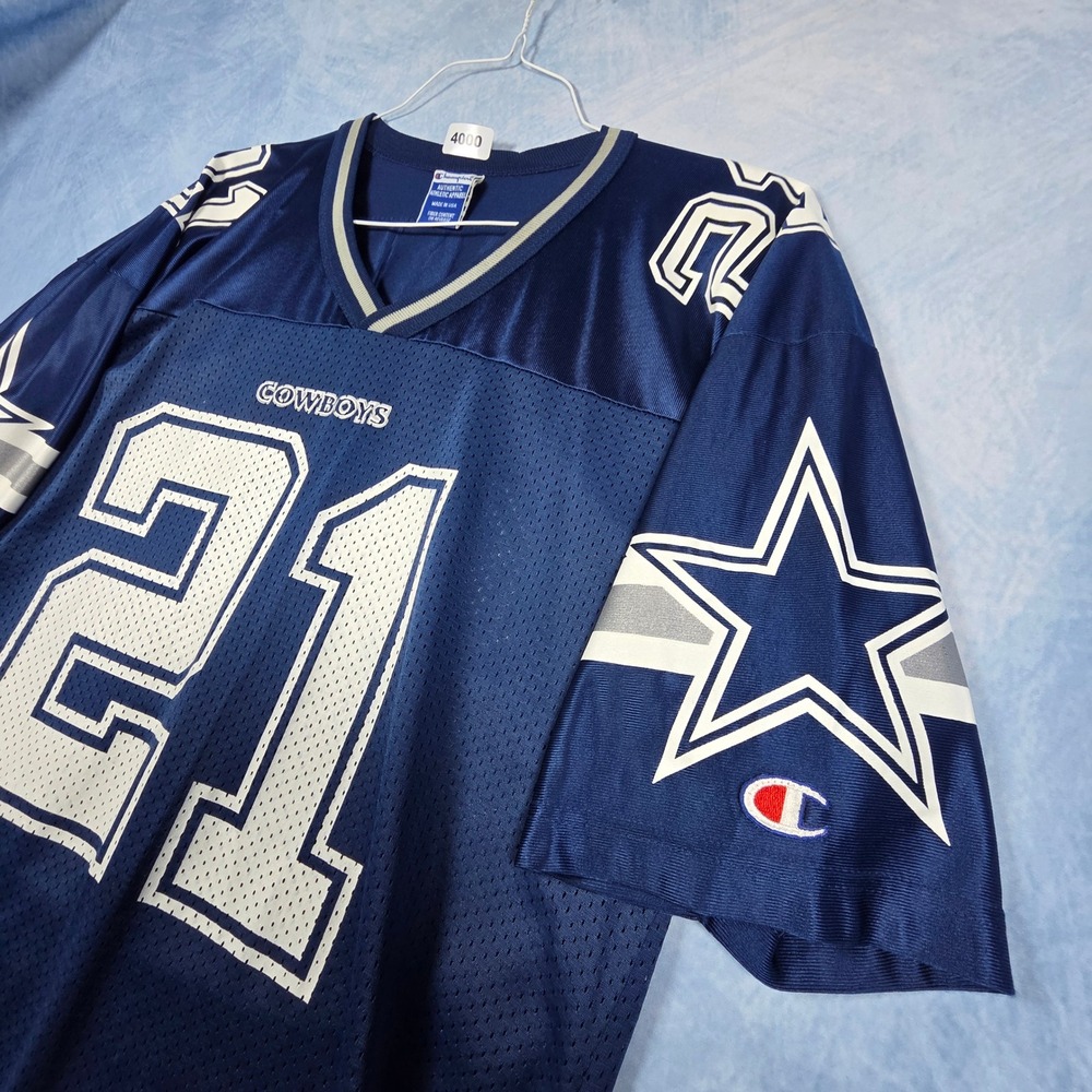 Vintage Champion Dallas Cowboys Deion Sanders 21 Jersey Mens 44 Navy Blue NFL - Picture 5 of 10